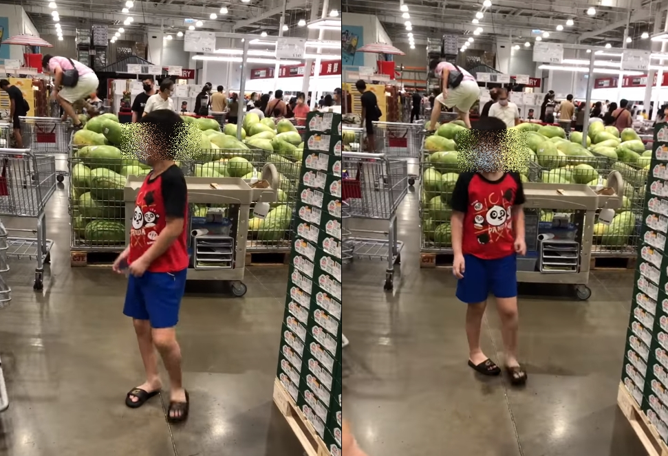 好市多奧客「爬西瓜山」挑水果！穿鞋直接踩西瓜...男童看傻