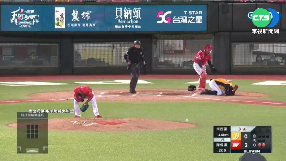 144km急速球K頭 陳偉漢左耳流血急縫合