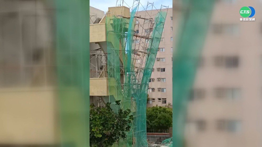 恆春颳10級強風 碰! 吹垮鷹架砸中車棚