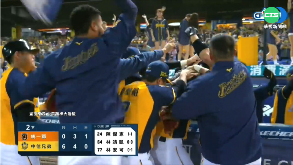 中職總冠軍賽第2戰 中信8:3擊退統一獅