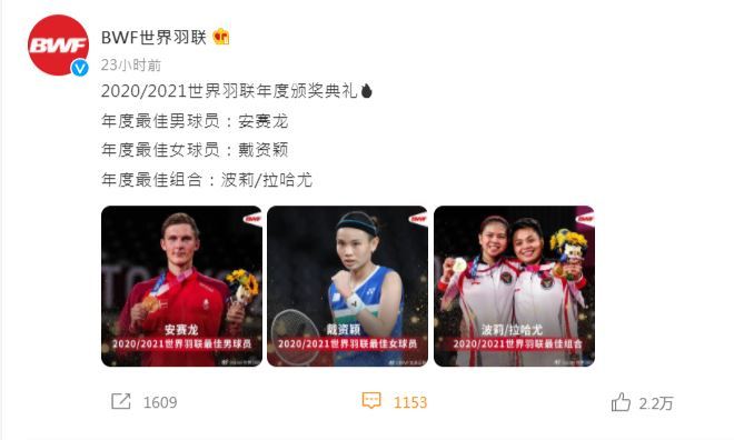 (翻攝自BWF微博)
