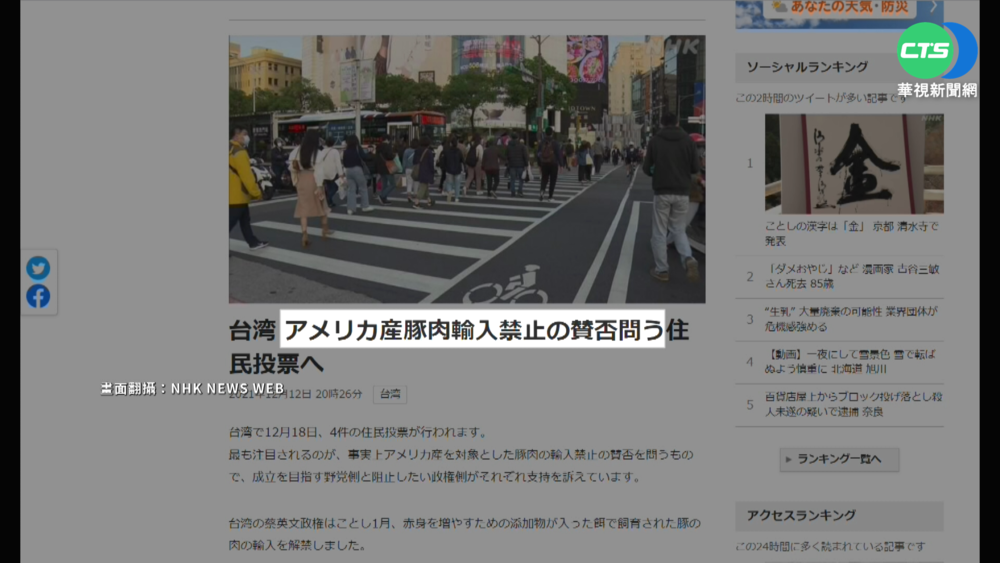 公投出爐! 日媒"牽動福島食品"聚焦萊豬