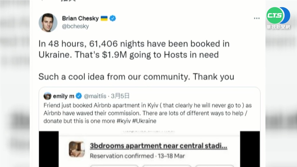 全球"訂房不入住"行動 2天援烏5300萬
