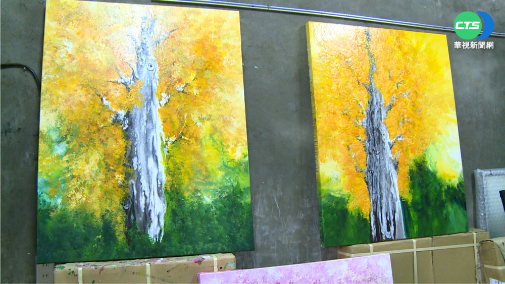 油畫"銀杏曦春"失而復得 送韓參賽獲金獎