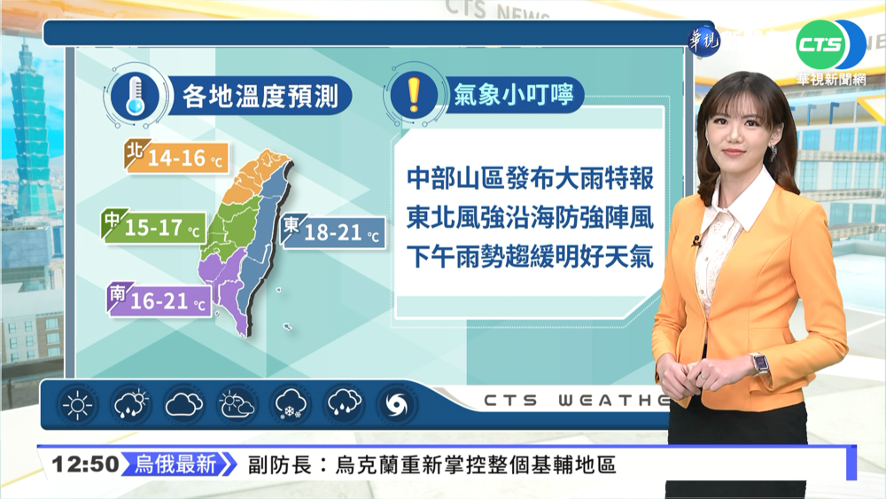 10縣市大雨特報 午後轉乾冷明回溫