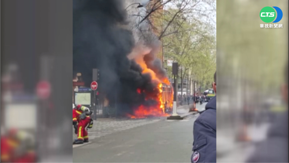 巴黎鬧區巴士突起火竄濃煙 幸無傷亡