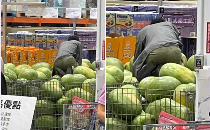 當西瓜堆是球池？超扯顧客挑西瓜網看傻