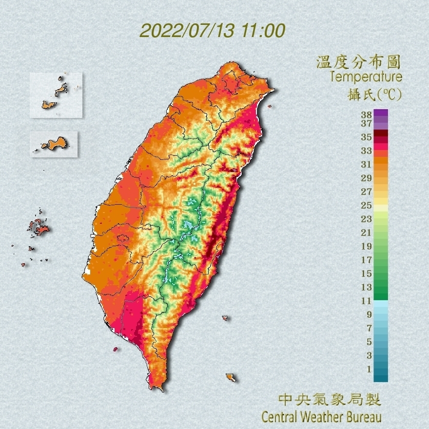 氣溫分部圖(圖/中央氣象局)