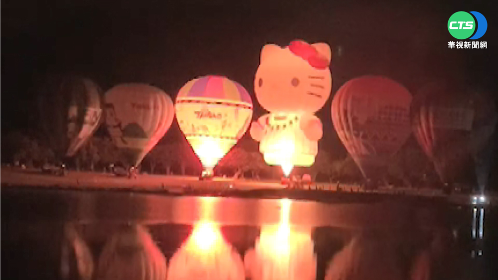 台東熱氣球"光雕秀" 璀璨煙火點亮夜空