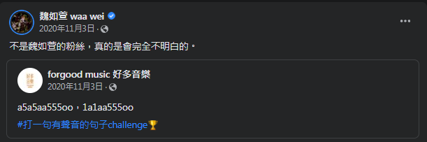 圖片截取自 魏如萱 waa wei 臉書