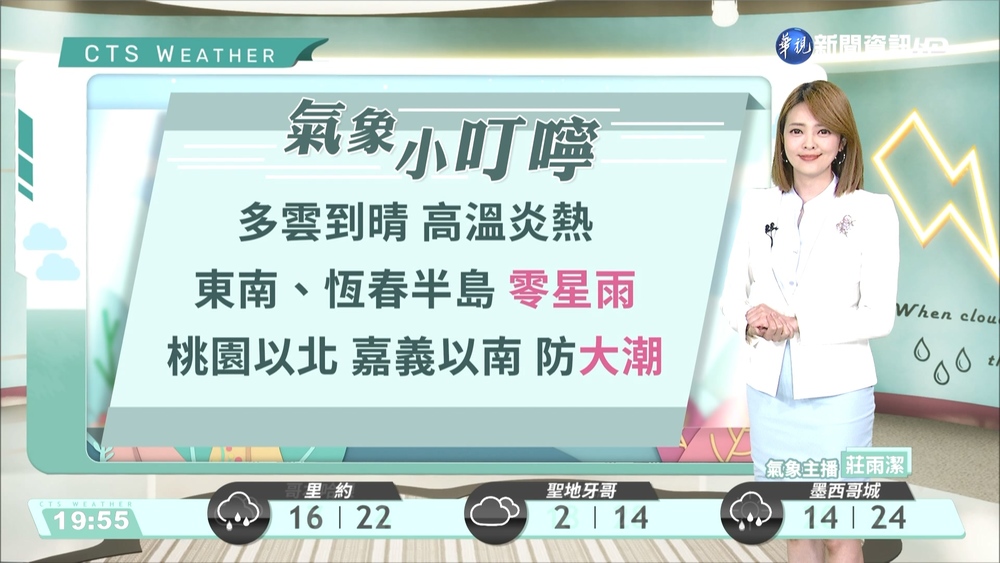 高溫炎熱 留意午後中南部地區及各山區局部大雨