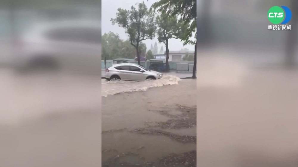 南投暴雨!南崗路積水20公分 3車一度受困