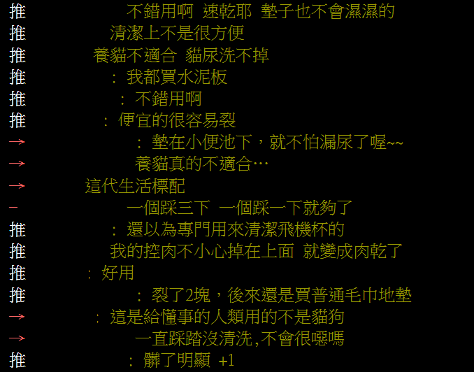 網友對珪藻土地墊正反意見多（圖/截自PTT八卦版）