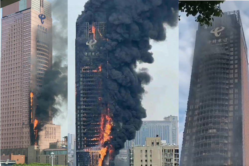 中國長沙大樓起大火 目前已撲滅 官方稱：無人傷亡