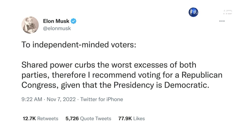 美期中選舉投票在即 馬斯克:票投共和黨