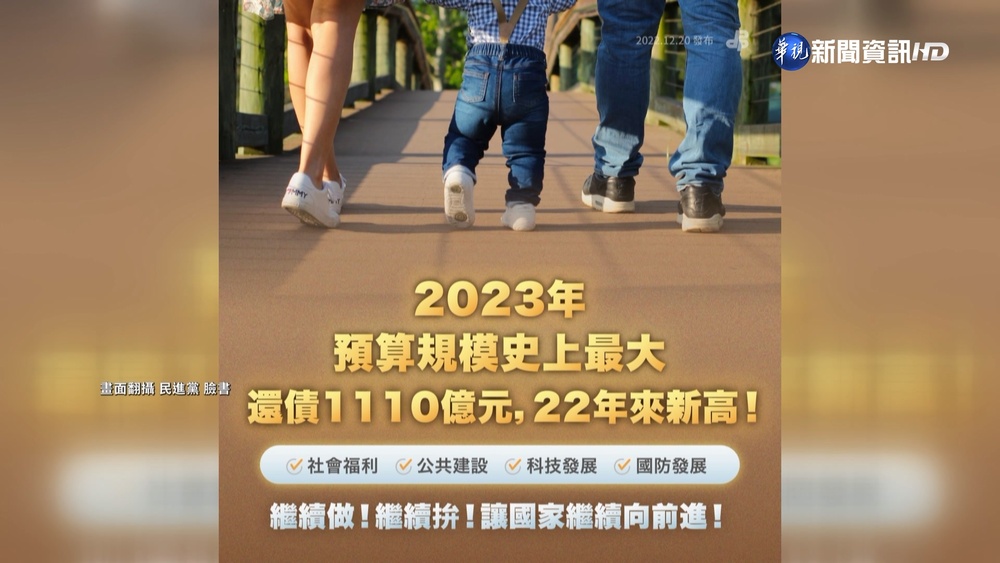 中央政府還債1110億 民進黨:創22年來新高