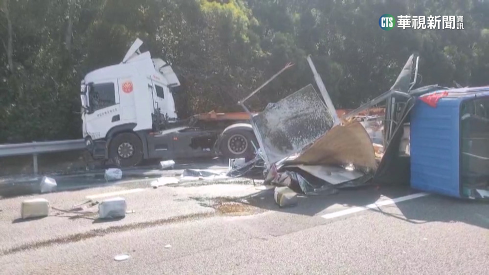 國3苗栗段7車連環撞1死　雲林轎車撞工程車5傷