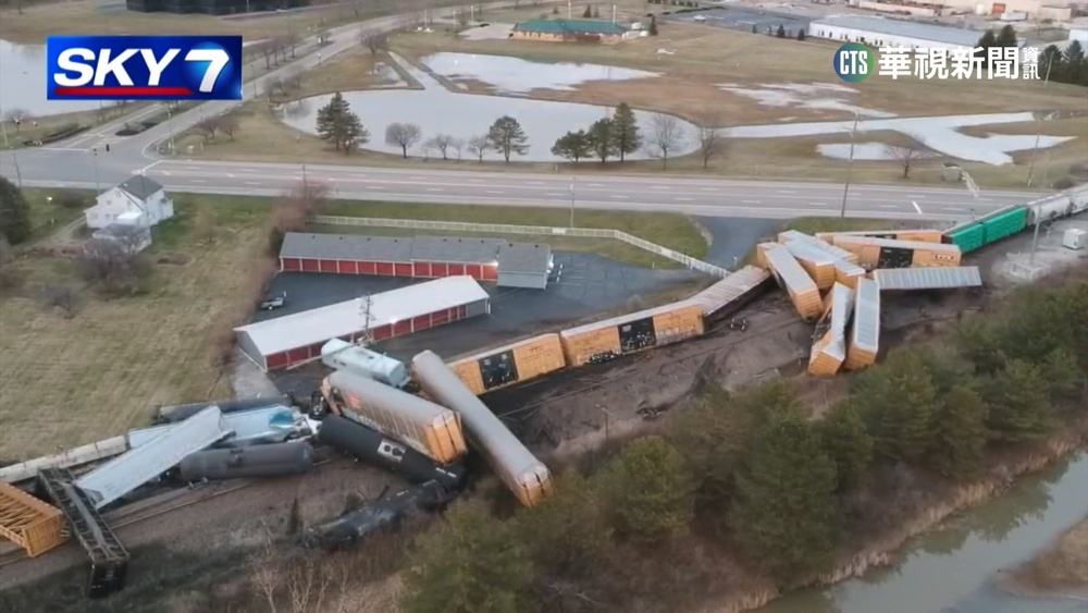 美俄亥俄再傳火車出軌　20節列車翻覆無毒物外洩
