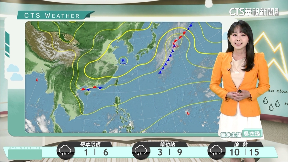 白天降雨緩晚起降雨增　白天舒適日夜溫差稍大