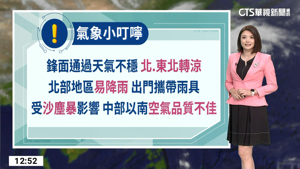 鋒面通過及東北季風增強　各地天氣不穩定