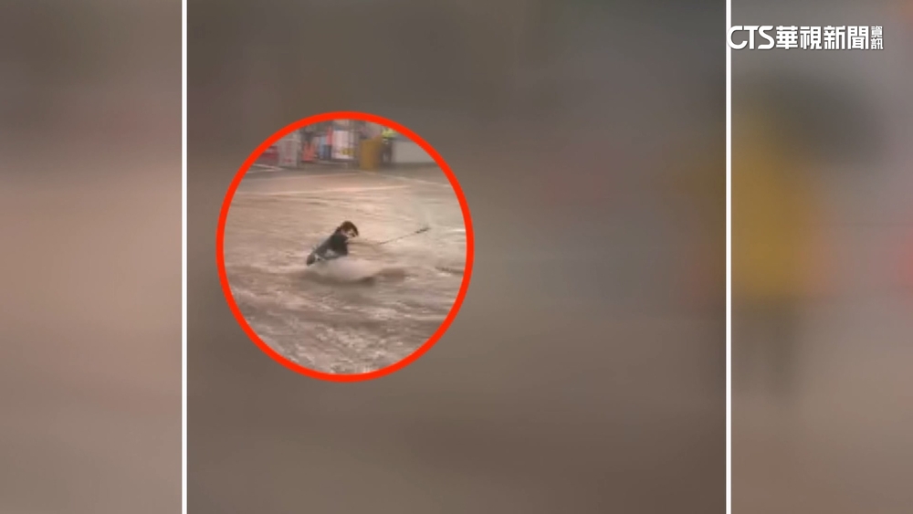 弘光大學前大淹水　學生遭湍急水流沖走