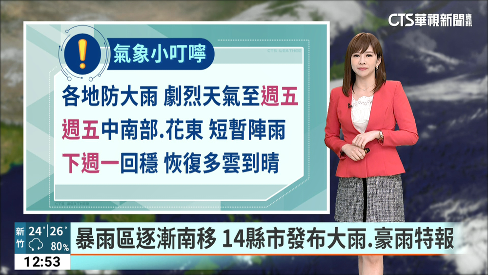 鋒面漸往南部移動　留意短延時強降雨