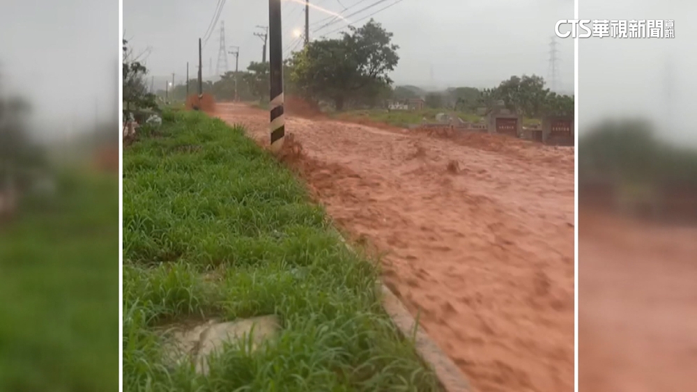 台中海線慘　「馬路變紅河」宛如土石流嚇人