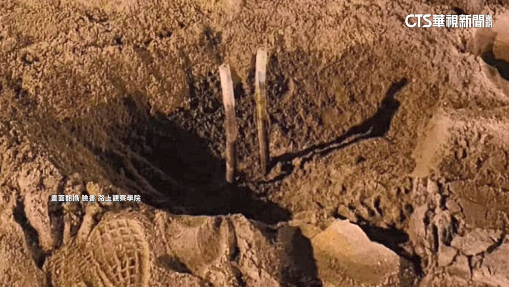 竹市中央公園滑梯沙坑插樹枝　疑遭人惡作劇