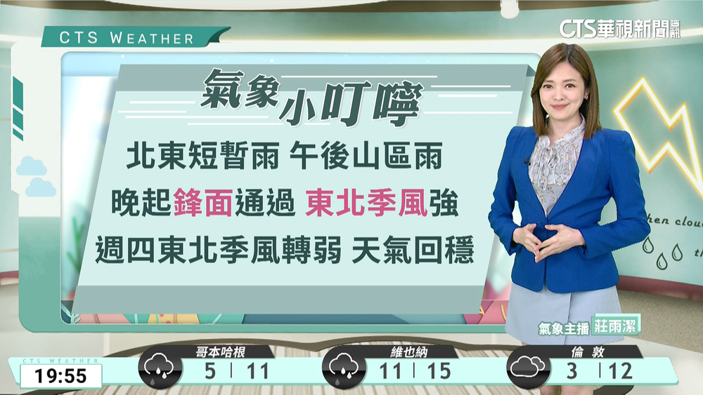中南部留意午後雨　入夜東北季風增強
