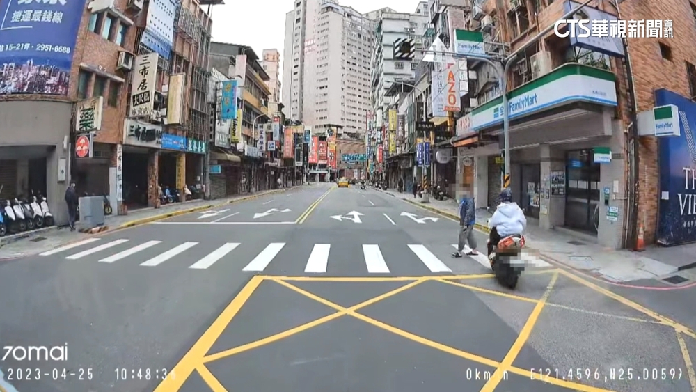 機車未減速鑽後方「險撞行人」 警初判未違規挨轟
