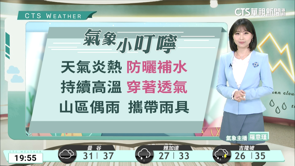 白天溫暖炎熱　東半部及午後山區零星雨