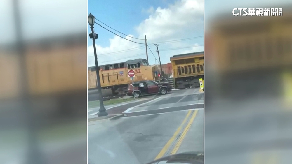 德州平交道火車撞汽車　　三人驚險跳車逃死劫