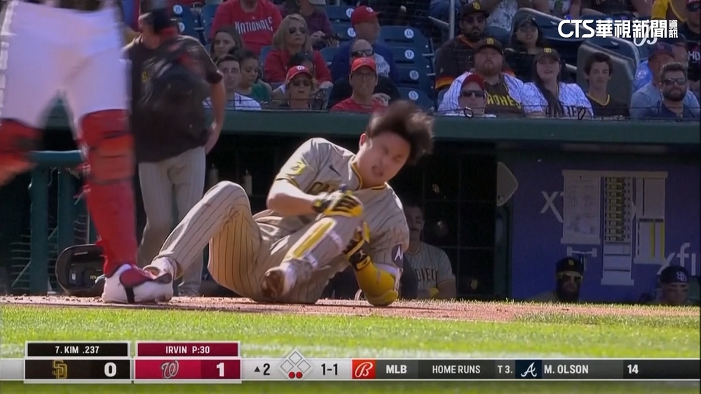 教士金河成膝蓋挨「自打球」　痛到倒地翻滾