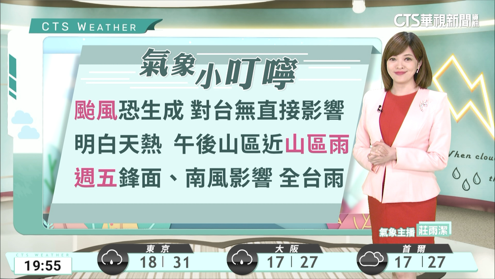 天氣悶熱　午後留意局部大雨