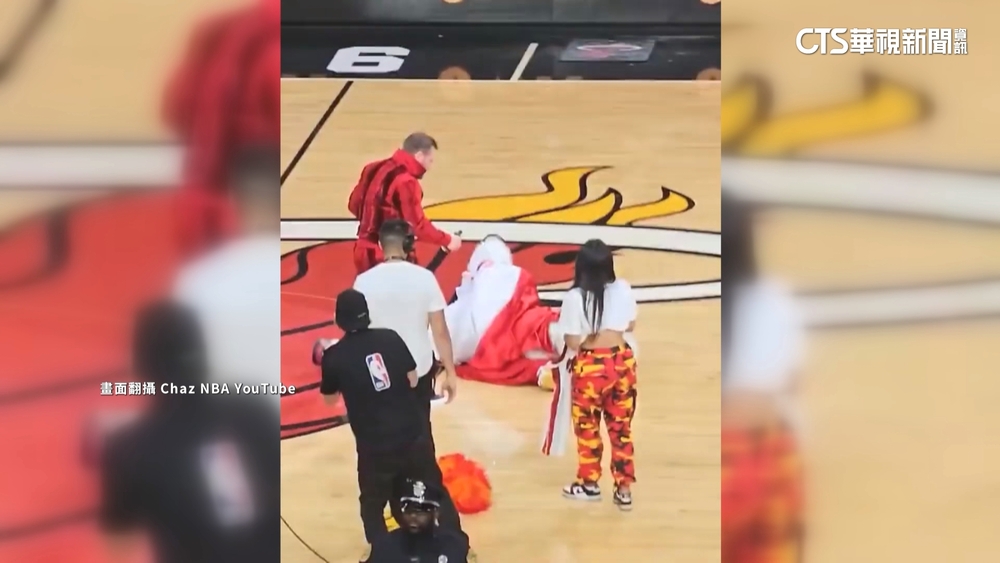 金塊.熱火G5喊必勝　吉祥物「被打到送醫」受矚