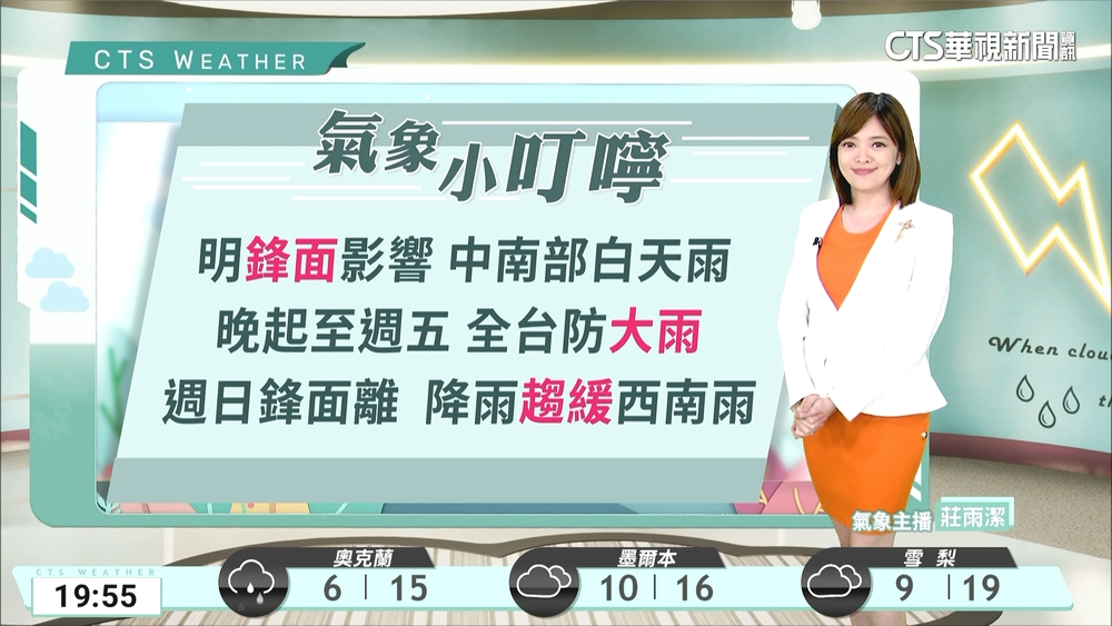 滯留鋒面北移及西南風增強　易有短延時強降雨　留意局部豪大雨