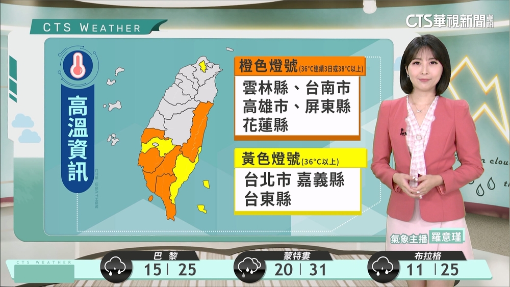 各地高溫炎熱　午後宜蘭及山區局部雷雨