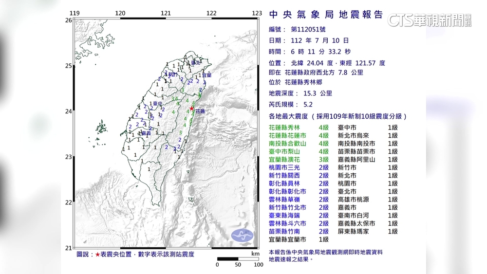 花蓮規模5.2地震　民眾明顯感受上下搖晃