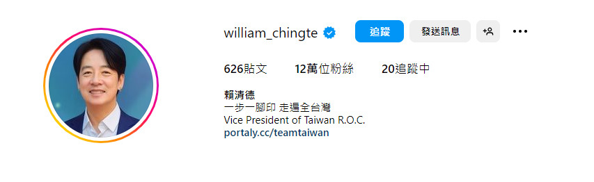 圖／翻攝賴清德ig(@william_chingte)