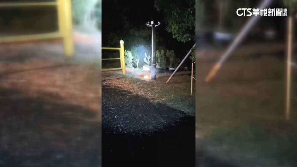 恆春強風吹斷高壓線爆火　3支滅火器「打不熄」