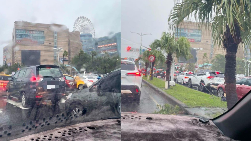 高雄急放颱風假　夢時代下午「湧入場車潮」　網吐槽：有辦法逛街 沒辦法上班