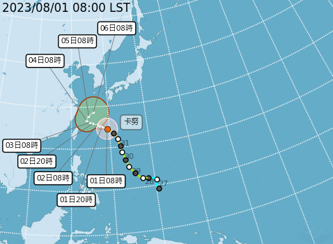 卡努颱風持續朝東海移動！北部多短暫雨 海邊活動小心長浪！
