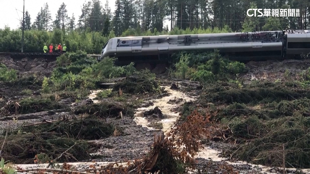 極端天氣衝擊北歐　瑞典豪雨掏空路基釀出軌