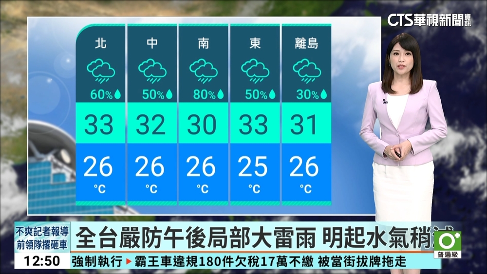 全台嚴防午後局部大雷雨　明起水氣稍減