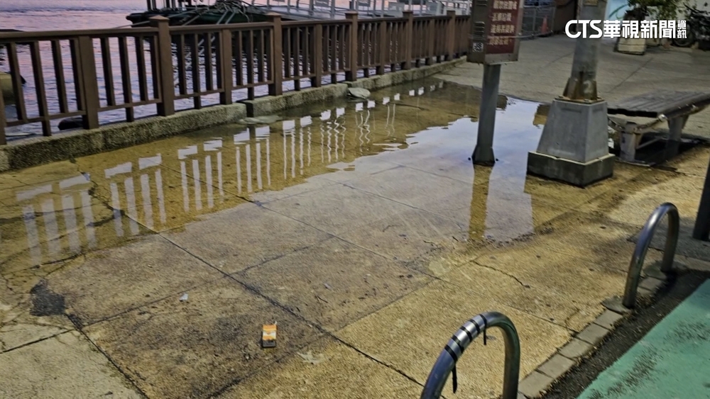 年度大潮！　旗津今晨海水倒灌　部分街道淹水