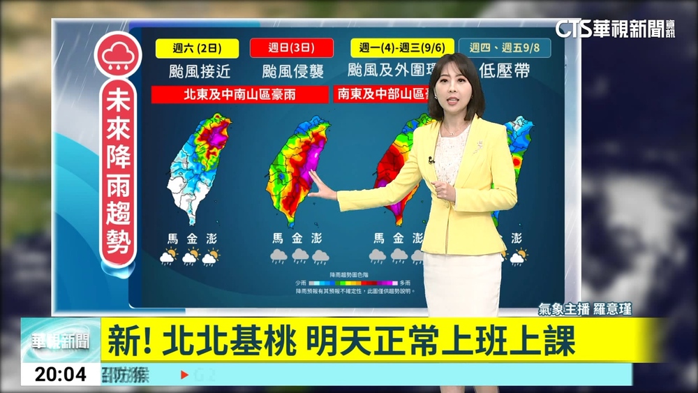 海葵已近家門口　恐成穿心颱.週日籠罩全台