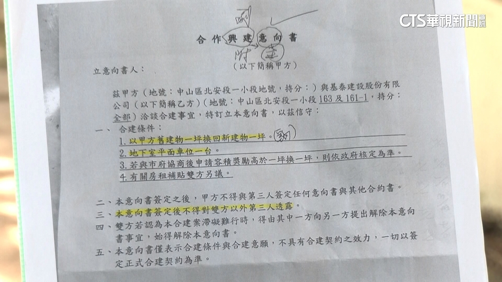 「1坪換1坪+車位」　基泰發合建意向書！住戶氣