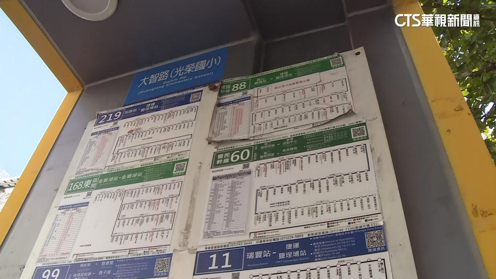 考視力？　高雄公車站牌字太小　長輩爬椅子看路線