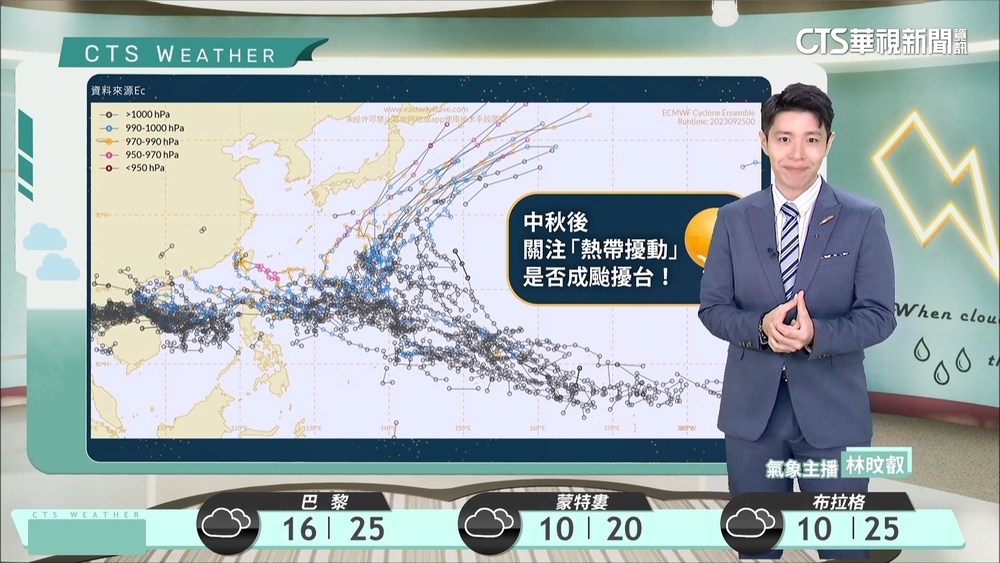 水氣增加迎風面易有短暫陣雨　中南部及山區留意午後雷雨