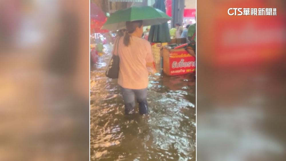 泰國曼谷豪大雨　慘淹成「水上市場」